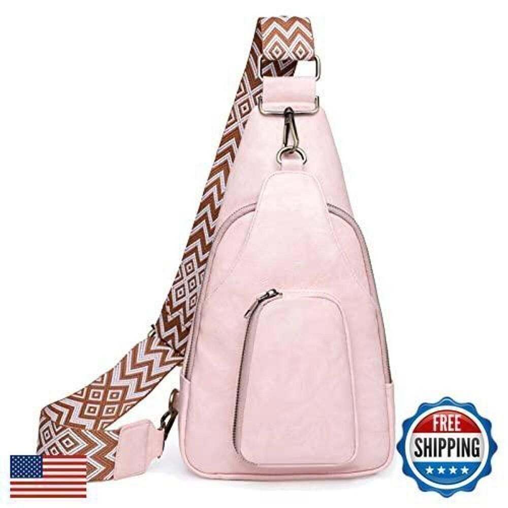 Pink Leather Sling Bag Purse Adjustable Strap Ladies Western Boho Brand New